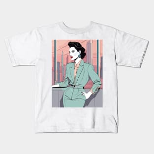 Verde Vogue Art Deco Patrick Nagel 80s Kids T-Shirt